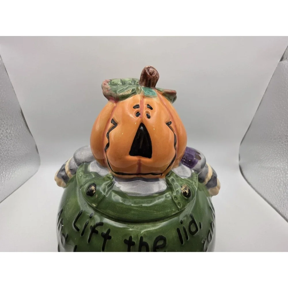 Pumpkin Head Rhyming Green Treat Jar Candy Halloween 6